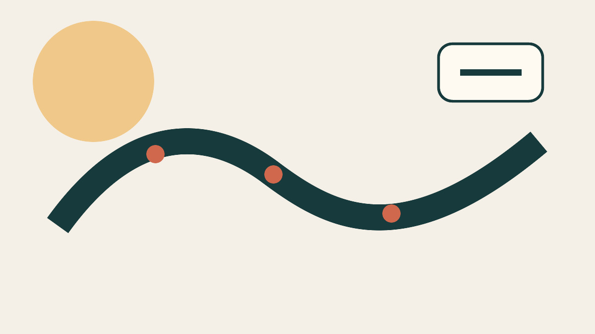 Abstract editorial graphic showing a winding screening pathway with three marked findings.