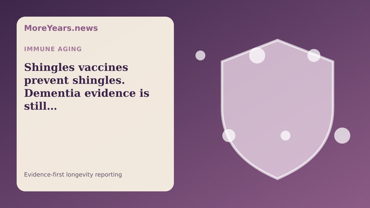 Abstract MoreYears.news editorial illustration for “Shingles vaccines prevent shingles. Dementia evidence is still emerging”.